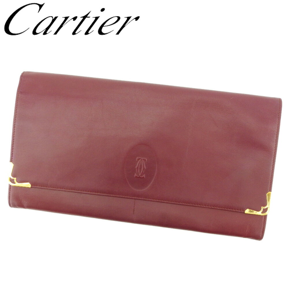 【スプリングセール30％OFF】カルティエ クラッチバッグ セカンドバッグ マストライン ボルドー ゴールド レザー Cartier セカンドバッグ バック ファッション 収納 バッグ 【カルティエ】 T8346 【中古】