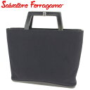 【春の大感謝祭 30％OFF】サルヴァトーレ フェラガモ ハンドバッグ トートバッグ ロゴ ブラック キャンバス×レザー Salvatore Ferragamo バック 手持ちバッグ ファッション バッグ 収納 【フェラガモ】 C3274 【中古】