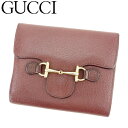 【スプリングセール30％OFF】グッチ 三つ折り 財布 ホースビット ブラウン ゴールド レザー GUCCI 【グッチ】 C3310S 【中古】