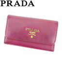 【春の大感謝祭 30％OFF】プラダ キーケース 6連キーケース ロゴ パープル ゴールド サフィアーノレザー PRADA 【プラダ】 D1884S 【中古】