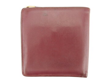 【ラスト1個】 【中古】 カルティエ 二つ折り 財布 マストライン ボルドー ゴールド レザー Cartier 【カルティエ】 D1913 送料無料