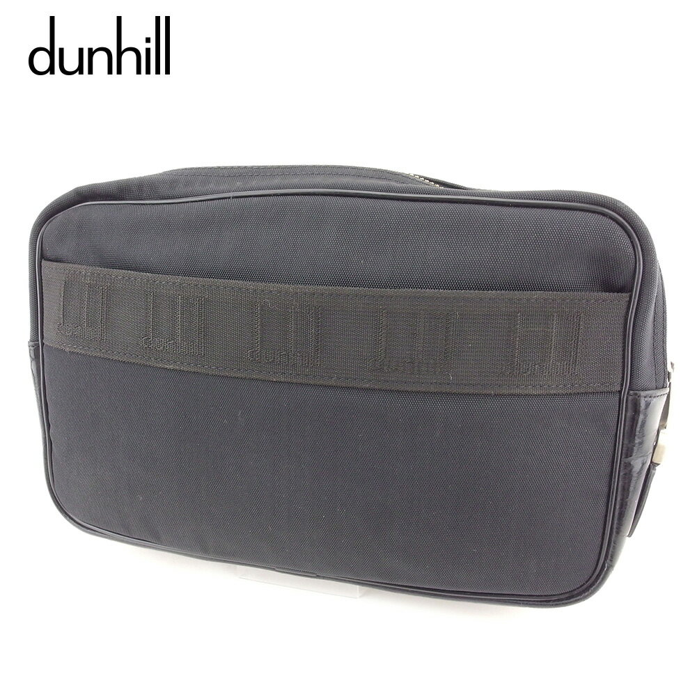 【スプリングセール30％OFF】ダンヒル クラッチバッグ セカンドバッグ ロゴライン ブラック シルバー キャンバス dunhill セカンドバッグ バック ファッション 収納 バッグ 【ダンヒル】 E1255 【中古】