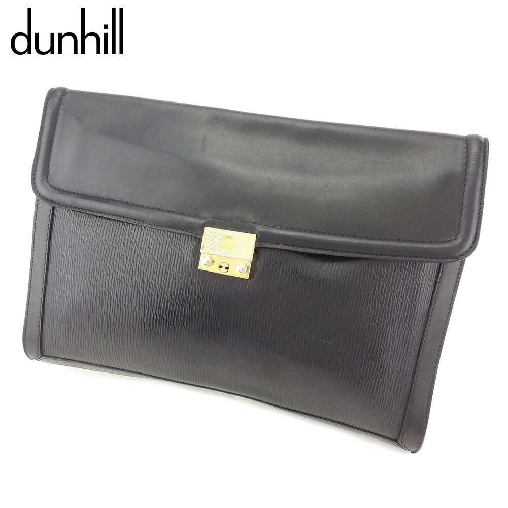 【スプリングセール30％OFF】ダンヒル ビジネスバッグ 書類ケース dモチーフプレート ブラック ゴールド レザー dunhill バック 仕事 収納 通勤 バッグ 【ダンヒル】 T7784 【中古】