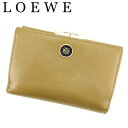 【スプリングセール】ロエベ がま口 財布 二つ折り アナグラムボタン ゴールド ブラック レザー LOEWE 【ロエベ】 T8001S 【中古】
