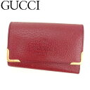 【春の大感謝祭 30％OFF】グッチ キーケース 6連キーケース 角プレート レッド ゴールド レザー120945GUCCI レディース プレゼント 贈り物 オシャレ 大人 ファッション 【グッチ】 T8016 【中古】