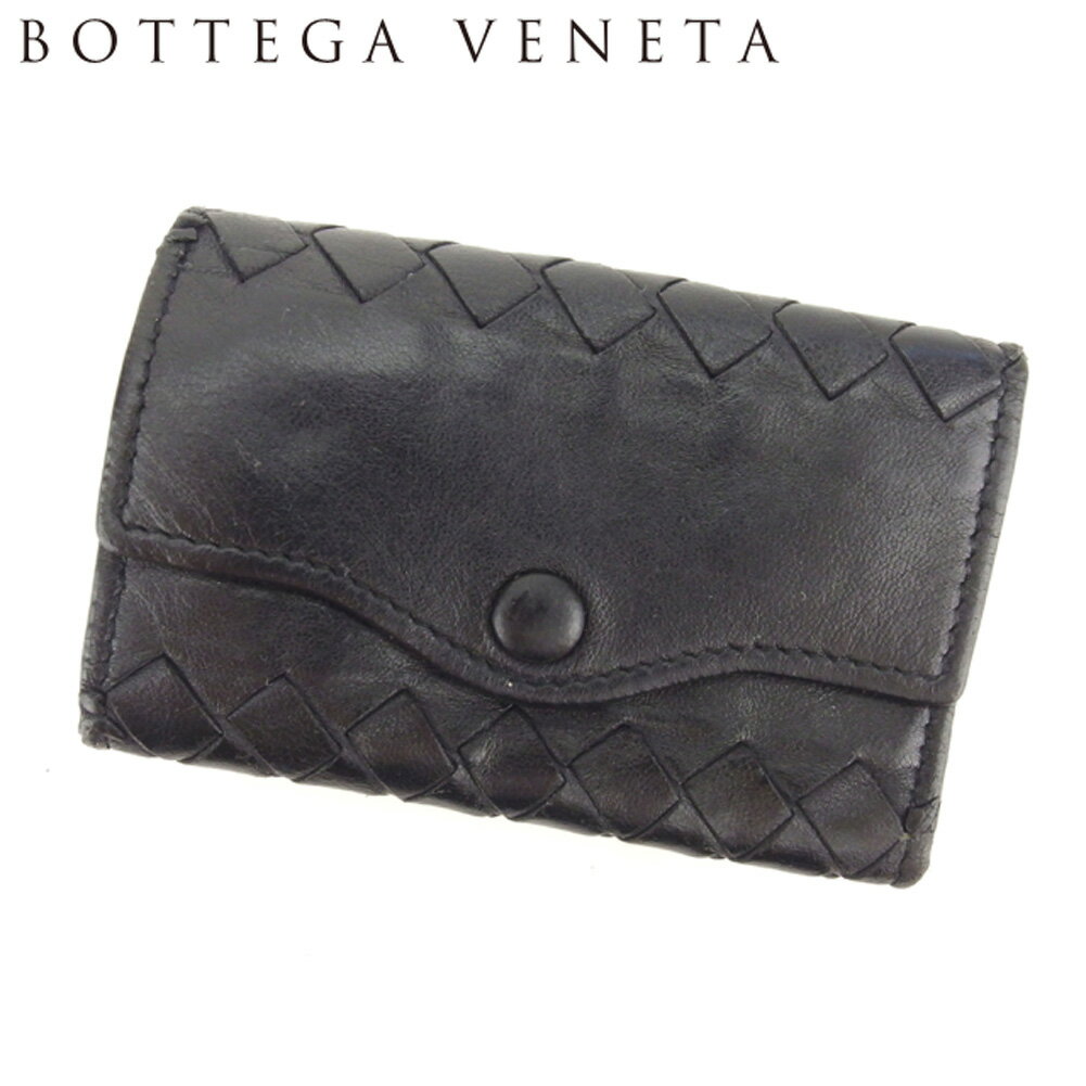 【スプリングセール30％OFF】ボッテガ ヴェネタ キーケース 5連キーケース イントレチャート ブラック レザー BOTTEGA VENETA 【ボッテガ・ヴェネタ】 T8030S 【中古】