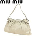 【スプリングセール】ミュウミュウ ハンドバッグ ショルダーバッグ ギャザー入り ゴールド シルバー レザー miu miu 【ミュウミュウ】 T8047S 【中...