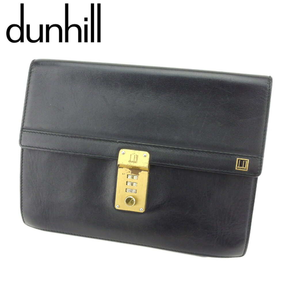 【スプリングセール30％OFF】ダンヒル クラッチバッグ セカンドバッグ コンフィデンシャル ブラック ゴールド レザー dunhill 【ダンヒル】 T8080S 【中古】