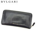 【スプリングセール】ブルガリ 長財布 ラウンドファスナー ブラック レザー BVLGARI 【ブルガリ】 T8503S 【中古】