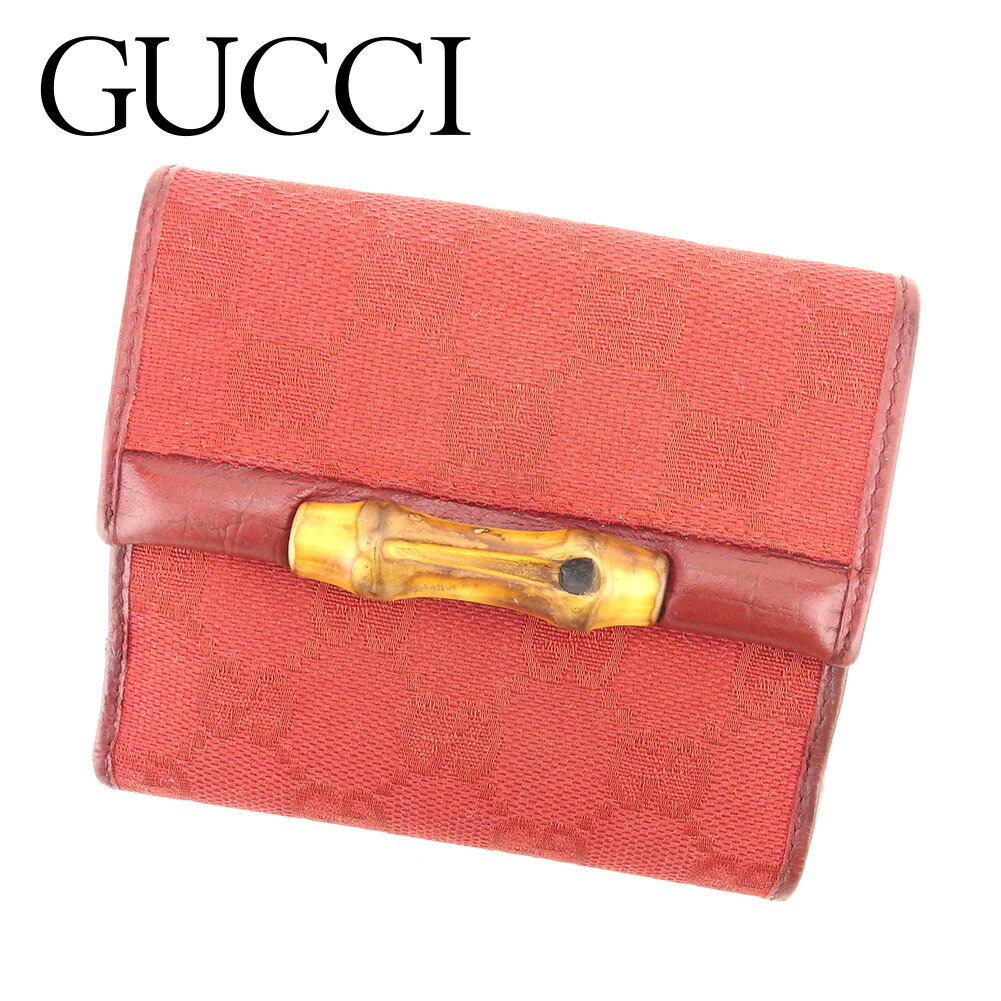 【スプリングセール30％OFF】グッチ Wホック財布 二つ折り 財布 GG柄 レッド キャンバス×レザー GUCCI 【グッチ】 T6422S 【中古】