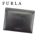 【春の大感謝祭 30％OFF】フルラ カードケース カード 名刺入れ ロゴ ブラック レザー FURLA 【フルラ】 T6428S 【中古】