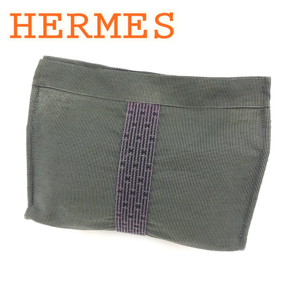 【スプリングセール】エルメス クラッチバッグ セカンドバッグ エールライン グレー 灰色 綿100% HERMES セカンドバッグ バック ファッション 収納 バッグ 【エルメス】 T6431 【中古】