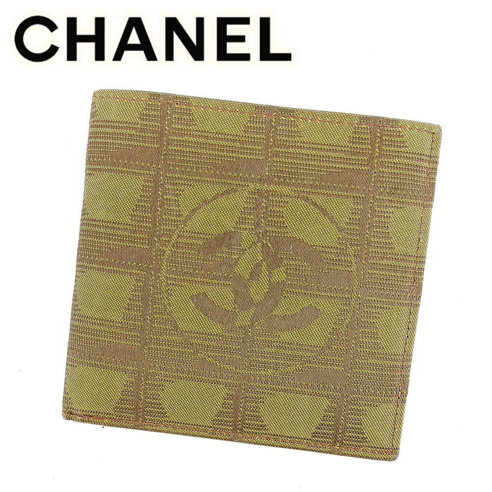 【スプリングセール】シャネル 二つ折り財布 財布 ニュートラベルライン ブラウン ナイロンジャガード×カーフ CHANEL 二つ折りサイフ 財布 サイフ 収納 財布 二つ折り財布 ユニセックス 小物 男性 女性 春 T6558 【中古】