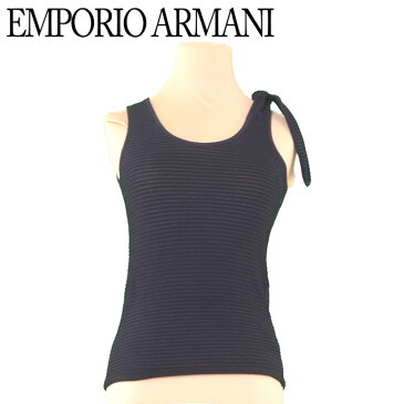 【中古】 エンポリオ アルマーニ EMPORIO ARMANI タンクトップ ニット レディース ボーダー ブラック ネイビー ヴィスコースVI 80%ポリエステルPL 20%タンクトップ L1989s