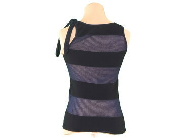 【中古】 エンポリオ アルマーニ EMPORIO ARMANI タンクトップ ニット レディース ボーダー ブラック ネイビー ヴィスコースVI 80%ポリエステルPL 20%タンクトップ L1989s