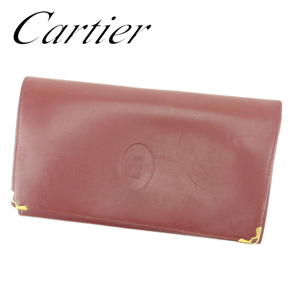 【スプリングセール30％OFF】カルティエ がま口 財布 長財布 二つ折り マストライン ボルドー レザー Cartier がま口 財布 サイフ コンパクト 財布 ユニセックス 小物 【カルティエ】 T6538 【中古】