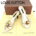 【スプリングセール】ルイ ヴィトン サンダル 靴 シューズ #37サイズ ベージュ ゴールド レザー Louis Vuitton レディース プレゼント 贈り物...