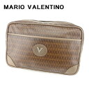 【春の大感謝祭 30％OFF】マリオ ヴァレンティノ クラッチバッグ セカンドバッグ Vモチーフ ブラウン PVC×レザー MARIO VALENTINO 【マリオ ヴァレンティノ】 T6684S 【中古】