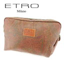 【クリスマスSALE30％OFFクーポン】エトロ ポーチ 化粧ポーチ ペイズリー ブラウン PVC×レザー ETRO 【エトロ】 T6700S 【中古】