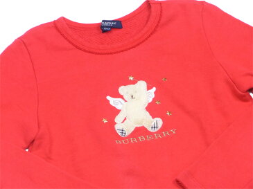 【ラスト1点】 【中古】 バーバリー トレーナー カットソー ♯130Aキッズサイズ エンジェルベア レッド ベージュ ゴールド系 コットン綿100%BURBERRY レディース プレゼント 贈り物 1点物 人気 良品 秋 迅速発送 オシャレ 大人 在庫一掃 ファッション 【バーバリー】 T5405 .