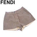 【スプリングセール】フェンディ パンツ スエード ショート ♯42サイズ ストライプ ベージュ ブラック スエードGENUINE LEATHER FENDI 【...