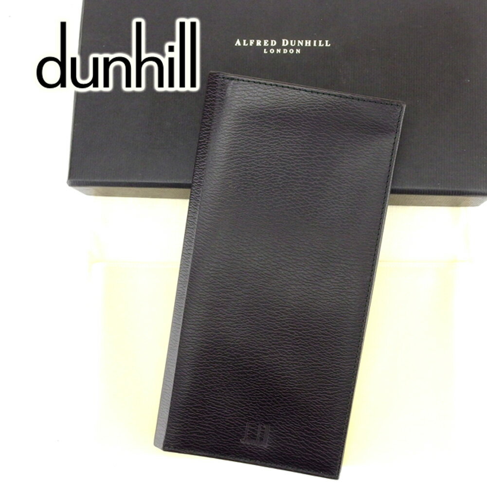 【スプリングセール30％OFF】ダンヒル 長札入れ 札入れ ロゴ ブラック レザーdunhill レディース プレゼント 贈り物 オシャレ 大人 ファッション 【ダンヒル】 T6772 【中古】