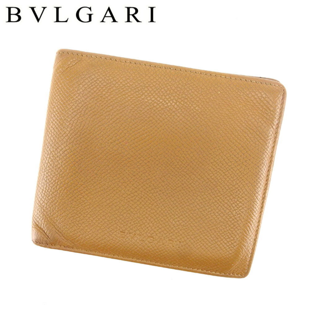 【スプリングセール30％OFF】ブルガリ 二つ折り 財布 クラシコ ベージュ レザー BVLGARI 【ブルガリ】 T6843S 【中古】