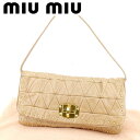 【スプリングセール】ミュウミュウ クラッチバッグ ワンショルダー 2way スタッズ ベージュ レザー miumiu 【ミュウミュウ】 T6854S 【中古】