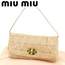 【春の大感謝祭 30％OFF】ミュウミュウ クラッチバッグ ワンショルダー 2way スタッズ ベージュ レザー miumiu 【ミュウミュウ】 T6854S 【中古】