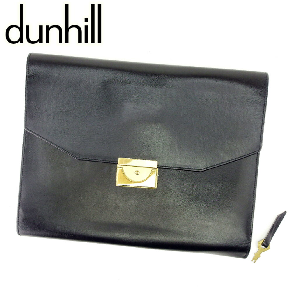 【スプリングセール30％OFF】ダンヒル クラッチバッグ セカンドバッグ ブラック レザー dunhill セカンドバッグ バック ファッション 収納 バッグ 【ダンヒル】 T6911 【中古】