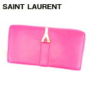 【スプリングセール】サンローラン 長財布 財布 ラウンドファスナー Yライン ピンク ゴールド レザー SAINT LAURENT 【サンローラン】 T6958...