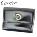 【春の大感謝祭 30％OFF】カルティエ 三つ折り 財布 パンテール ブラック ゴールド レザー Cartier 三つ折りサイフ サイフ 財布 折りタタミ 三つ折り財布 財布 ユニセックス 小物 【カルティエ】 T7003 【中古】