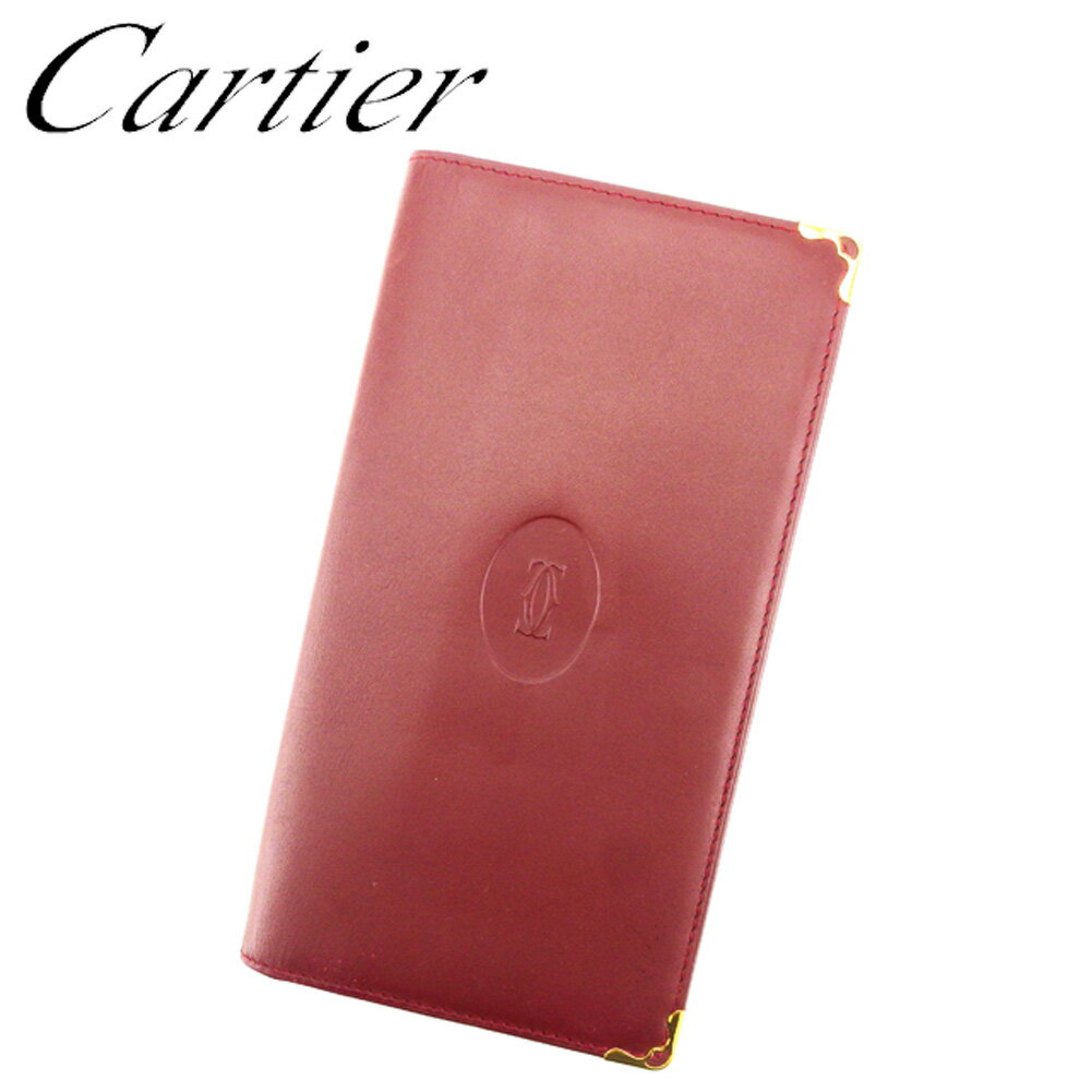 【スプリングセール30％OFF】カルティエ 長札入れ 札入れ マストライン ボルドー ゴールド レザーCartier レディース プレゼント 贈り物 オシャレ 大人 ファッション 【カルティエ】 T7080 【中古】