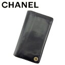 【スプリングセール】シャネル 長財布 ファスナー付き 長財布 ココボタン ブラック レザー CHANEL 【シャネル】 T7163S 【中古】