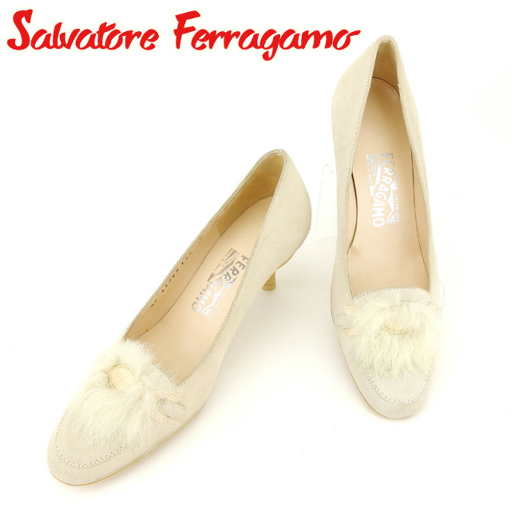 【スプリングセール30％OFF】サルヴァトーレ フェラガモ パンプス シューズ 靴 #6サイズ ファー ベージュ スエードSalvatore Ferragamo レディース プレゼント 贈り物 オシャレ 大人 ファッション T7211 【中古】