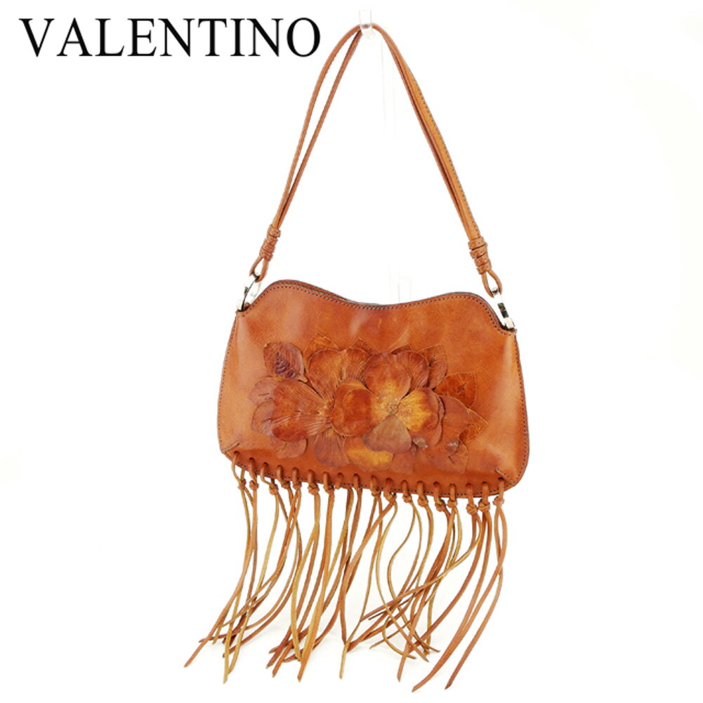 【スプリングセール30％OFF】ヴァレンティノ ガラバーニ ショルダーバッグ ワンショルダー フラワーモチーフ ブラウン レザー VALENTINO GARAVANI バッグ バック 肩掛け 収納 バッグ 【ヴァレンティノ ガラバーニ】 C3201 【中古】