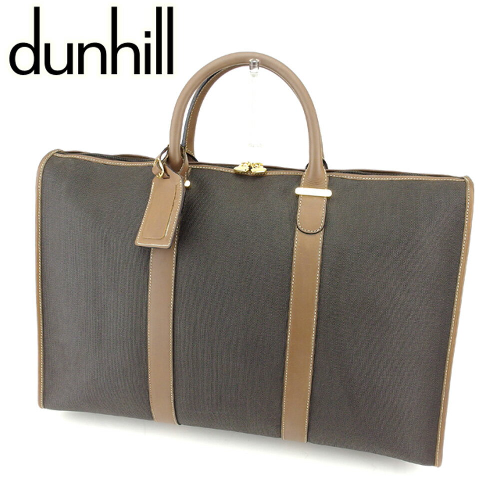 【スプリングセール30％OFF】ダンヒル ボストンバッグ 旅行用バッグ グレー 灰色 ベージュ PVC×レザー dunhill 【ダンヒル】 T7634S 【中古】