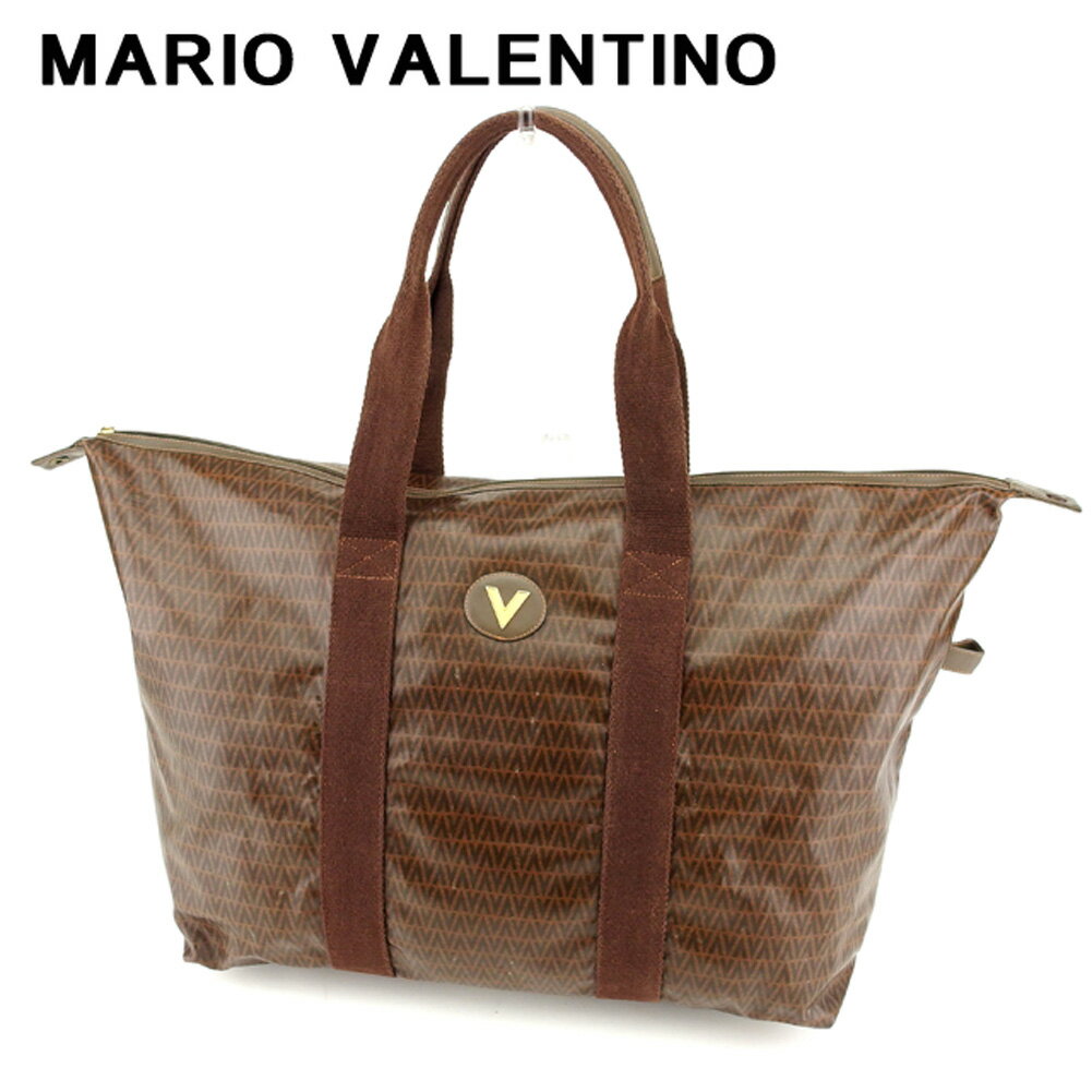 【スプリングセール30％OFF】マリオ ヴァレンティノ トートバッグ ボストンバッグ ロゴマーク ブラウン PVC×レザー MARIO VALENTINO 【マリオ ヴァレンティノ】 T7644S 【中古】