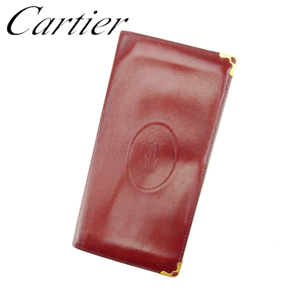 【スプリングセール30％OFF】カルティエ 長札入れ 札入れ マストライン ボルドー ゴールド レザーCartier レディース プレゼント 贈り物 オシャレ 大人 ファッション 【カルティエ】 B961 【中古】