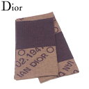 【春の大感謝祭 30％OFF】ディオール マフラー ボーダー ブラウン ベージュ ウール100%Dior レディース プレゼント 贈り物 オシャレ 大人 ファッション 【ディオール】 T6887 【中古】