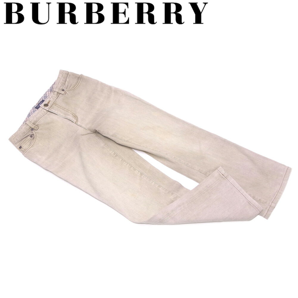 【スプリングセール30％OFF】バーバリー パンツ ストレート ♯36サイズ カラーデニム ベージュ コットン綿98％ポリウレタン2％ BURBERRY 【バーバリー】 E1644S 【中古】