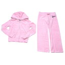 【ウィンターSALE 30%OFF】ジューシークチュール セットアップ パーカー パンツ 上下セット キッズ ピンク系 JUICY COUTURE 【ジューシークチュール】 C4009 【中古】