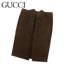 【ウィンターSALE 30%OFF】グッチ スカート 後スリット入リ ♯40サイズ タイト ブラウン系 コットン綿100% GUCCI 【グッチ】 D2344 【中古】