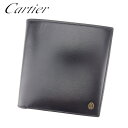 【春の大感謝祭 30％OFF】カルティエ 二つ折り 財布 パシャ ブラック レザー Cartier 【カルティエ】 T7457S 【中古】