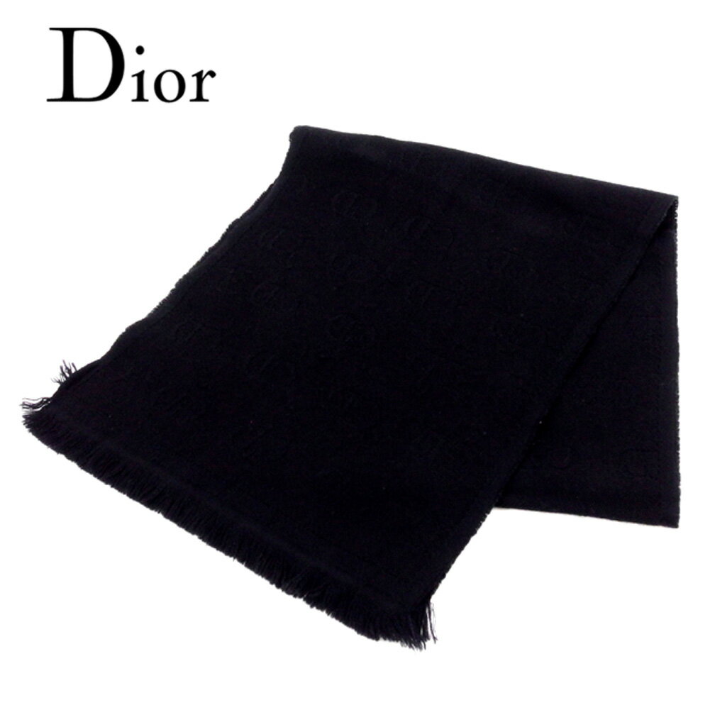 【スプリングセール30％OFF】ディオール オム マフラー フリンジ付き DC柄 ブラック ウール100 Dior Homme レディース プレゼント 贈り物 オシャレ 大人 ファッション 【ディオール】 T8007 【中古】