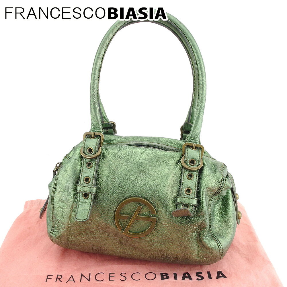 【スプリングセール30％OFF】フランチェスコビアジア ハンドバッグ ミニボストンバッグ グリーン レザー FRANCESCO BIASIA バック 手持ちバッグ ファッション バッグ 収納 【フランチェスコビアジア】 C3227 【中古】