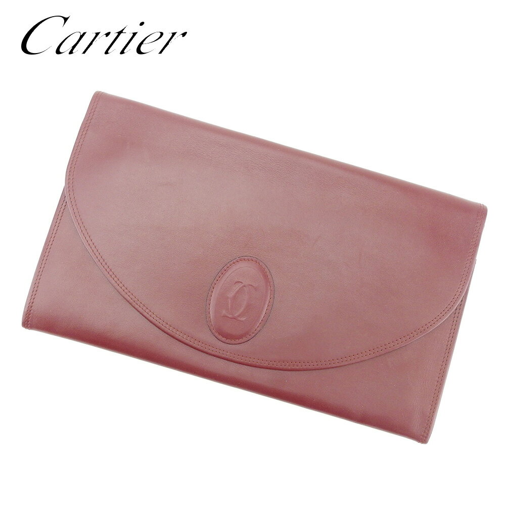 【スプリングセール30％OFF】カルティエ クラッチバッグ セカンドバッグ マストライン ボルドー レザー Cartier 【カルティエ】 T7697S 【中古】