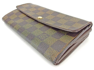 【中古】 ルイ ヴィトン Louis Vuitton 長財布 ファスナー付き長財布 ポルトフォイユサラ エベヌ（ブラウン系） N61734 レディース メンズ ユニセックス ダミエキャンバス サイフ 小物 ブランド 人気 贈り物 迅速発送 在庫処分 男性 女性 良品 夏 1点物 L1430