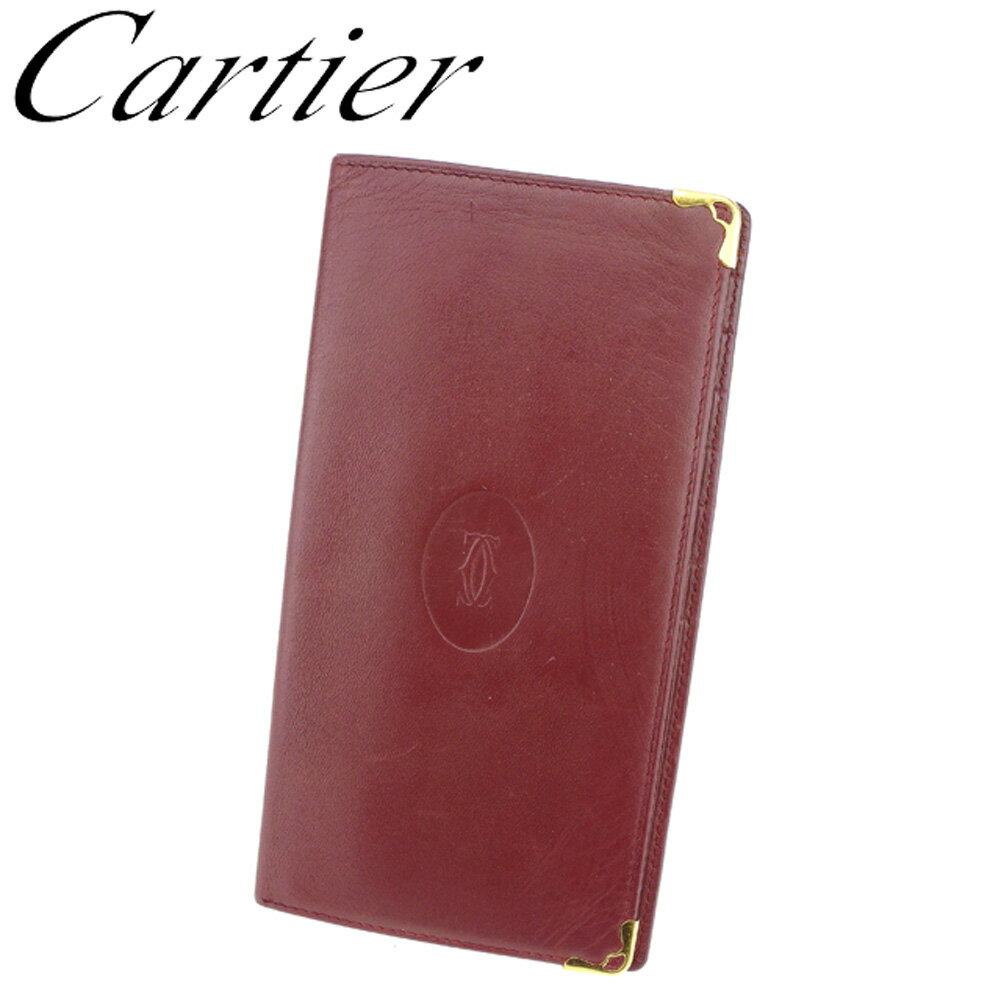 【スプリングセール30％OFF】カルティエ 長札入れ 札入れ マストライン ボルドー ゴールド レザー Cartier 【カルティエ】 C3432S 【中古】