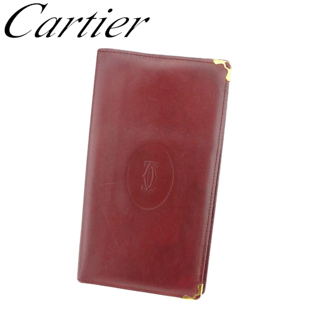 【スプリングセール30％OFF】カルティエ 長札入れ 札入れ マストライン ボルドー ゴールド レザー Cartier 【カルティエ】 C3433S 【中古】